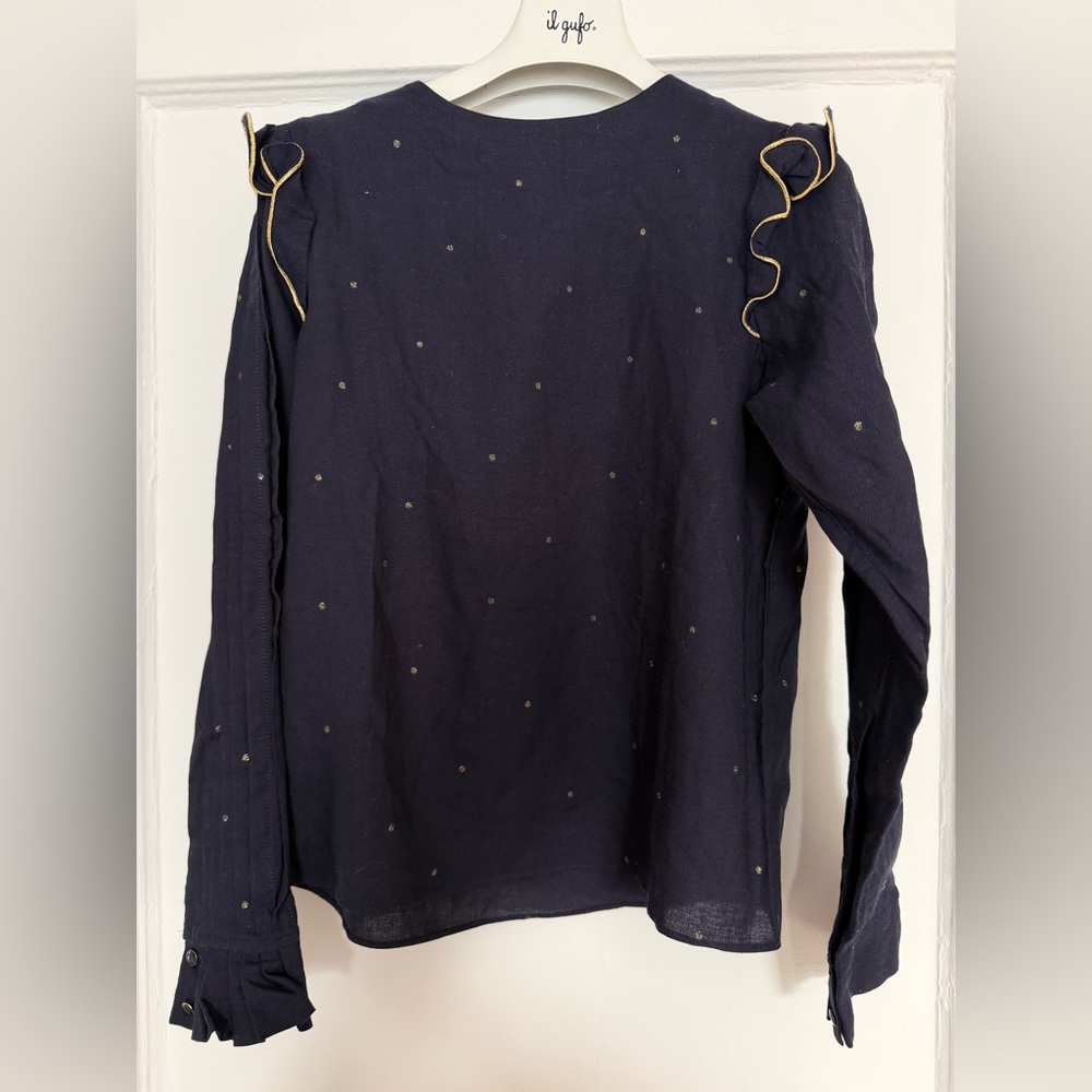 Jacadi Navy Blouse with Gold Logo Tag